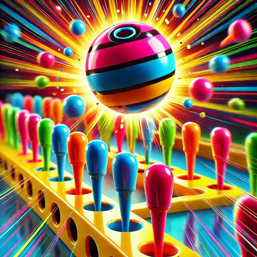 Close-Up of Plinko Ball in Motion